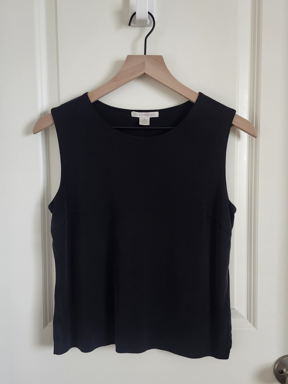Petite Sophisticate Black Sleeveless Crewneck Tank